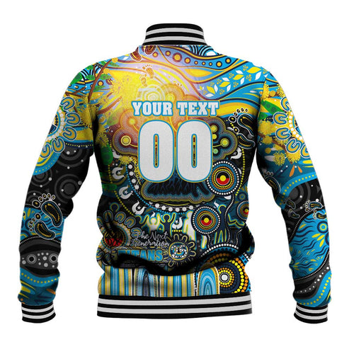 Personalised NAIDOC Week 2025 Titans Rugby Baseball Jacket Aboriginal Dot Painting