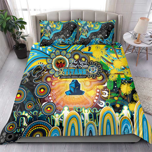 NAIDOC Week 2025 Titans Rugby Bedding Set Aboriginal Dot Painting