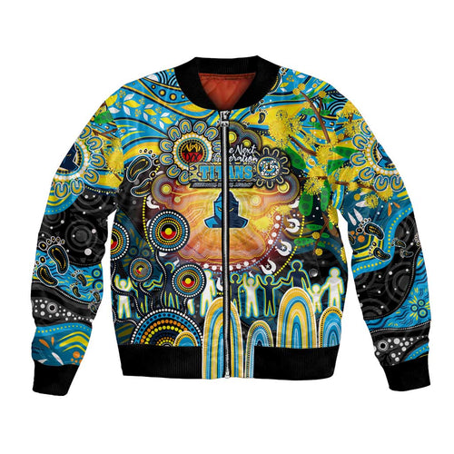 Personalised NAIDOC Week 2025 Titans Rugby Bomber Jacket Aboriginal Dot Painting