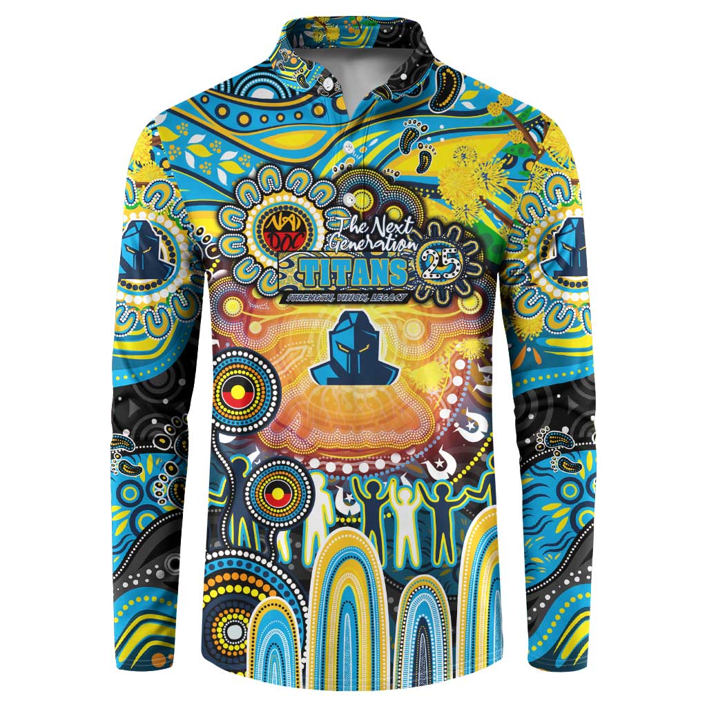 Personalised NAIDOC Week 2025 Titans Rugby Button Sweatshirt Aboriginal Dot Painting