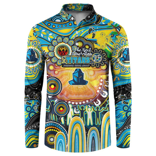 Personalised NAIDOC Week 2025 Titans Rugby Button Sweatshirt Aboriginal Dot Painting