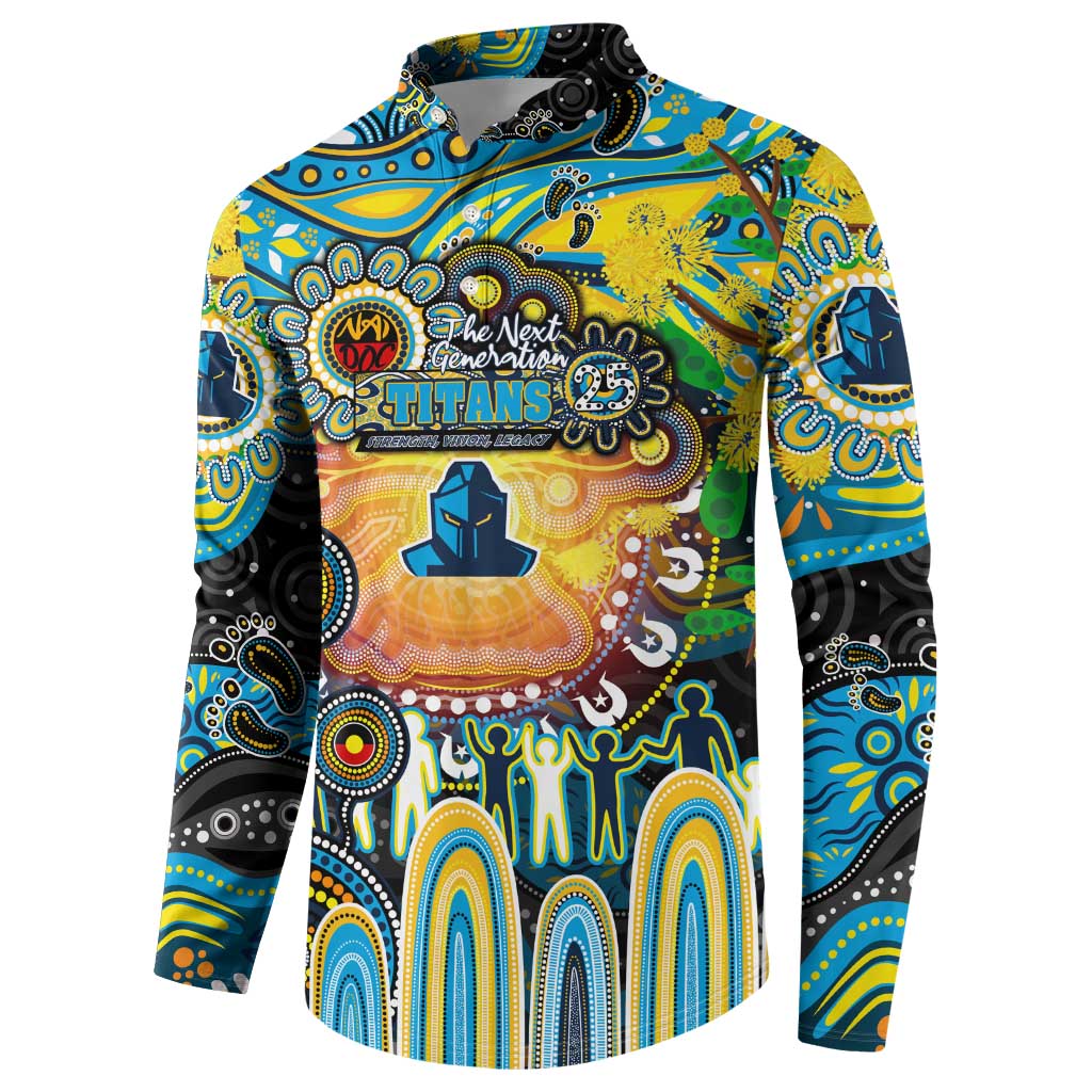 Personalised NAIDOC Week 2025 Titans Rugby Button Sweatshirt Aboriginal Dot Painting