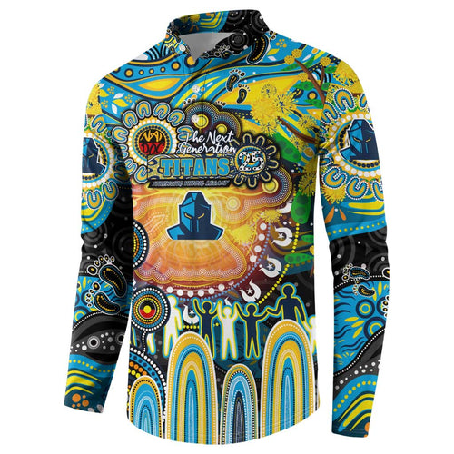 Personalised NAIDOC Week 2025 Titans Rugby Button Sweatshirt Aboriginal Dot Painting