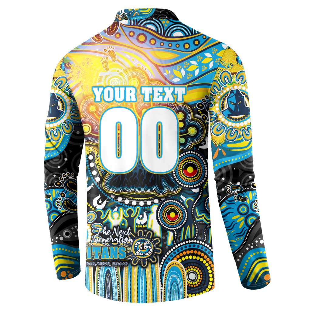 Personalised NAIDOC Week 2025 Titans Rugby Button Sweatshirt Aboriginal Dot Painting