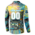 Personalised NAIDOC Week 2025 Titans Rugby Button Sweatshirt Aboriginal Dot Painting