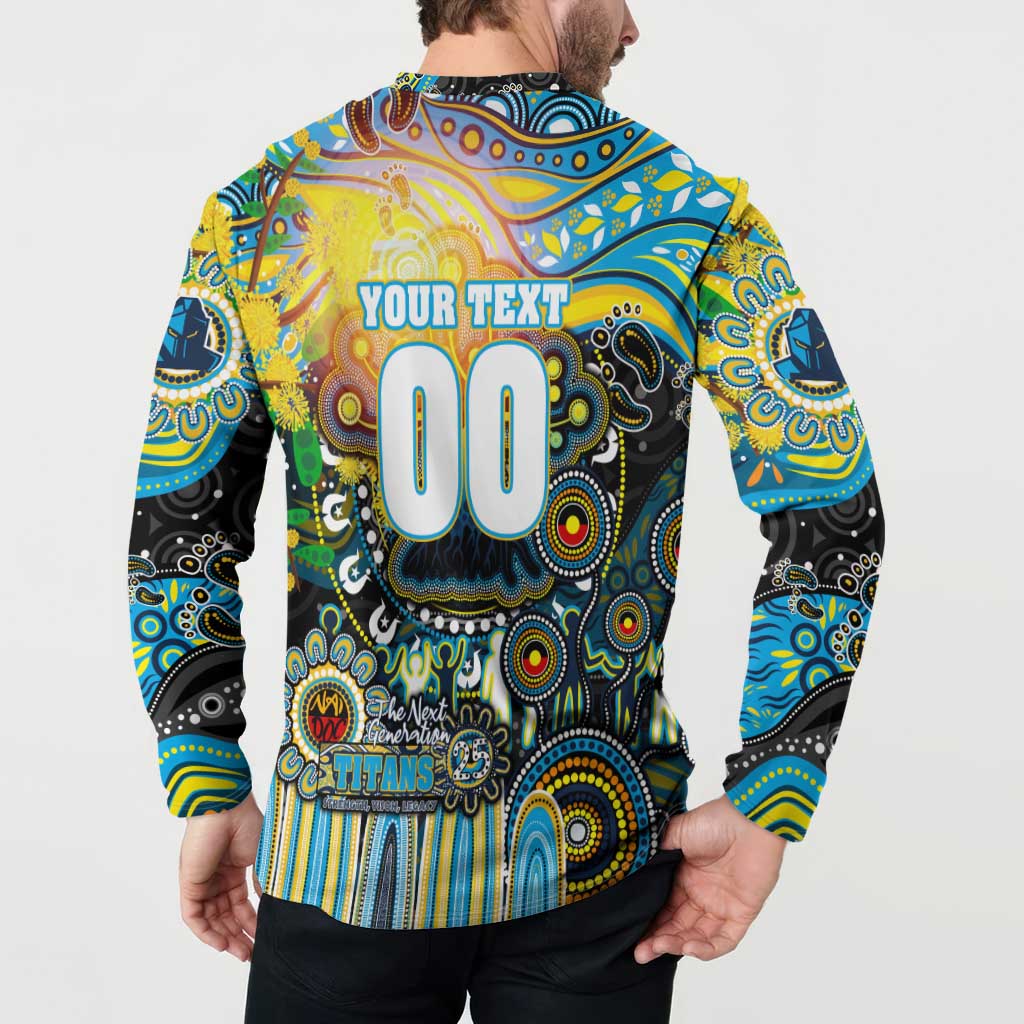 Personalised NAIDOC Week 2025 Titans Rugby Button Sweatshirt Aboriginal Dot Painting