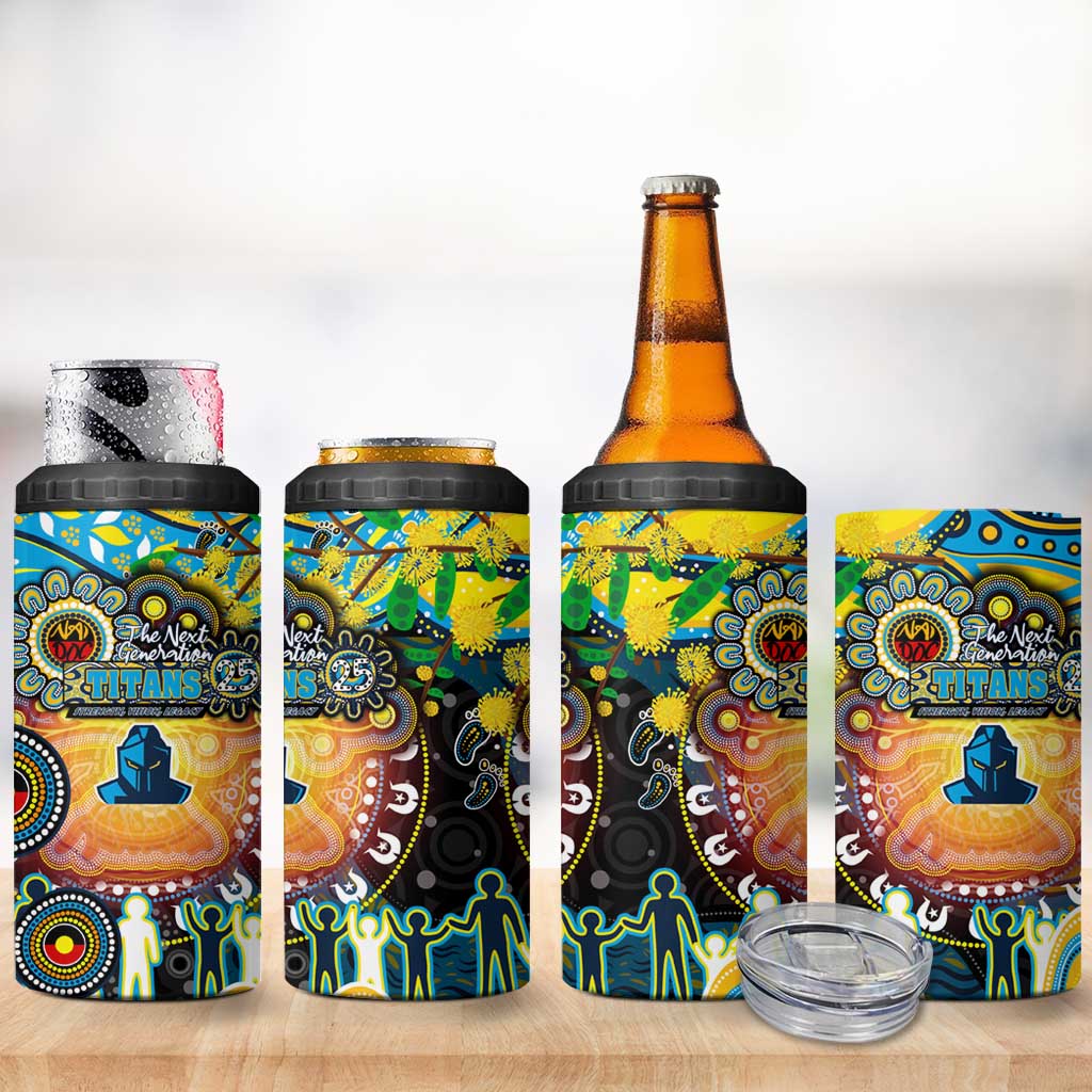 NAIDOC Week 2025 Titans Rugby 4 in 1 Can Cooler Tumbler Aboriginal Dot Painting
