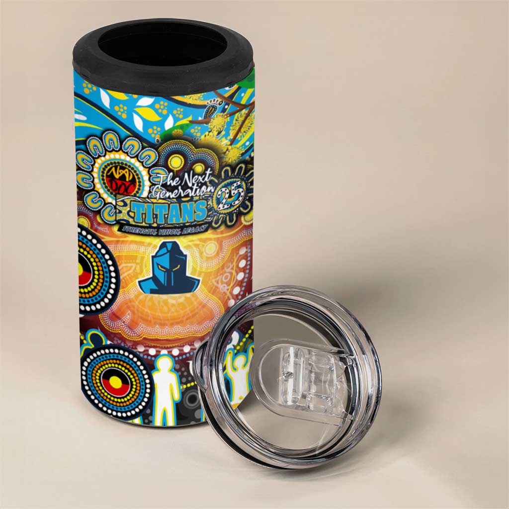 NAIDOC Week 2025 Titans Rugby 4 in 1 Can Cooler Tumbler Aboriginal Dot Painting