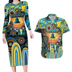 Personalised NAIDOC Week 2025 Titans Rugby Couples Matching Long Sleeve Bodycon Dress and Hawaiian Shirt Aboriginal Dot Painting