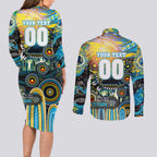 Personalised NAIDOC Week 2025 Titans Rugby Couples Matching Long Sleeve Bodycon Dress and Long Sleeve Button Shirt Aboriginal Dot Painting