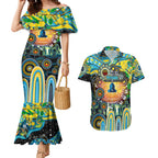Personalised NAIDOC Week 2025 Titans Rugby Couples Matching Mermaid Dress and Hawaiian Shirt Aboriginal Dot Painting