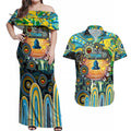 Personalised NAIDOC Week 2025 Titans Rugby Couples Matching Off Shoulder Maxi Dress and Hawaiian Shirt Aboriginal Dot Painting
