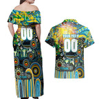 Personalised NAIDOC Week 2025 Titans Rugby Couples Matching Off Shoulder Maxi Dress and Hawaiian Shirt Aboriginal Dot Painting