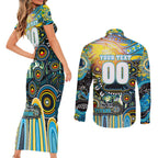 Personalised NAIDOC Week 2025 Titans Rugby Couples Matching Short Sleeve Bodycon Dress and Long Sleeve Button Shirt Aboriginal Dot Painting