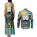 Personalised NAIDOC Week 2025 Titans Rugby Couples Matching Tank Maxi Dress and Long Sleeve Button Shirt Aboriginal Dot Painting