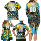 Personalised NAIDOC Week 2025 Titans Rugby Family Matching Long Sleeve Bodycon Dress and Hawaiian Shirt Aboriginal Dot Painting