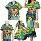 Personalised NAIDOC Week 2025 Titans Rugby Family Matching Mermaid Dress and Hawaiian Shirt Aboriginal Dot Painting