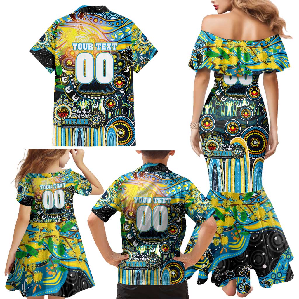 Personalised NAIDOC Week 2025 Titans Rugby Family Matching Mermaid Dress and Hawaiian Shirt Aboriginal Dot Painting