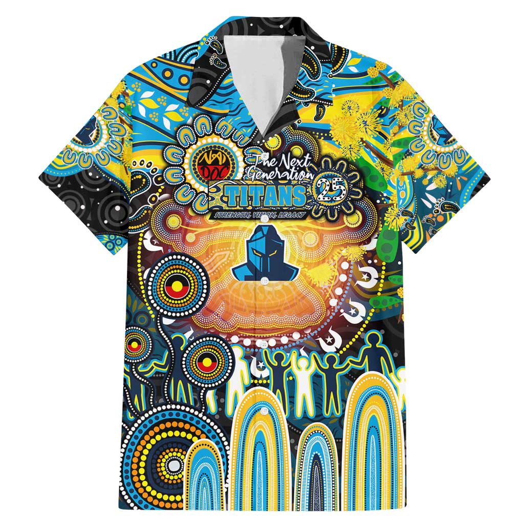Personalised NAIDOC Week 2025 Titans Rugby Family Matching Mermaid Dress and Hawaiian Shirt Aboriginal Dot Painting