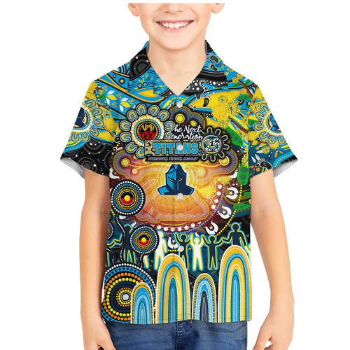 Personalised NAIDOC Week 2025 Titans Rugby Family Matching Mermaid Dress and Hawaiian Shirt Aboriginal Dot Painting