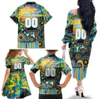 Personalised NAIDOC Week 2025 Titans Rugby Family Matching Off The Shoulder Long Sleeve Dress and Hawaiian Shirt Aboriginal Dot Painting