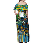 Personalised NAIDOC Week 2025 Titans Rugby Family Matching Off Shoulder Maxi Dress and Hawaiian Shirt Aboriginal Dot Painting