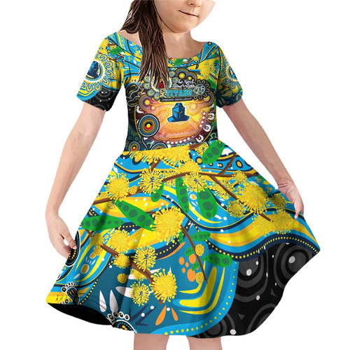 Personalised NAIDOC Week 2025 Titans Rugby Family Matching Off Shoulder Short Dress and Hawaiian Shirt Aboriginal Dot Painting