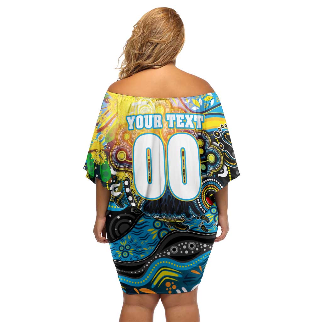 Personalised NAIDOC Week 2025 Titans Rugby Family Matching Off Shoulder Short Dress and Hawaiian Shirt Aboriginal Dot Painting