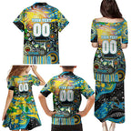 Personalised NAIDOC Week 2025 Titans Rugby Family Matching Puletasi and Hawaiian Shirt Aboriginal Dot Painting