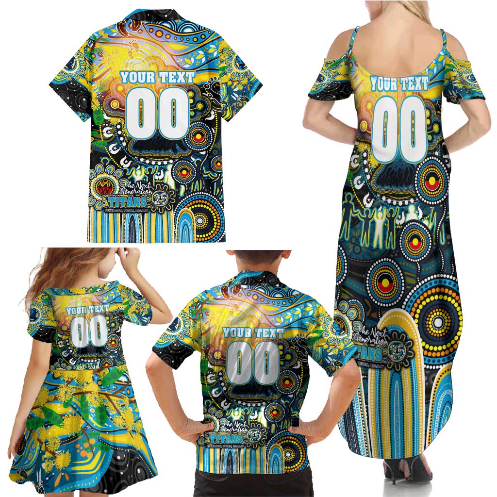 Personalised NAIDOC Week 2025 Titans Rugby Family Matching Summer Maxi Dress and Hawaiian Shirt Aboriginal Dot Painting