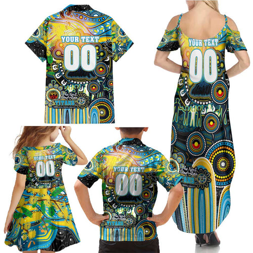Personalised NAIDOC Week 2025 Titans Rugby Family Matching Summer Maxi Dress and Hawaiian Shirt Aboriginal Dot Painting