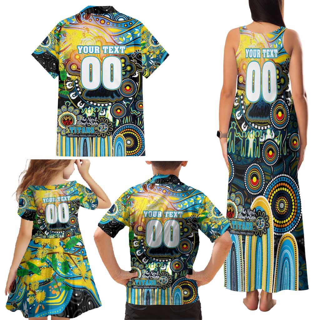 Personalised NAIDOC Week 2025 Titans Rugby Family Matching Tank Maxi Dress and Hawaiian Shirt Aboriginal Dot Painting