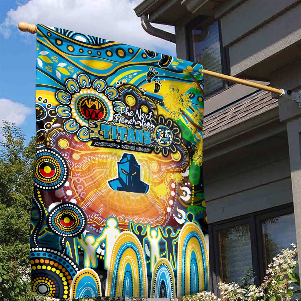NAIDOC Week 2025 Titans Rugby Garden Flag Aboriginal Dot Painting