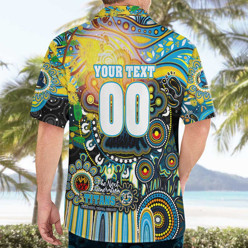 Personalised NAIDOC Week 2025 Titans Rugby Hawaiian Shirt Aboriginal Dot Painting