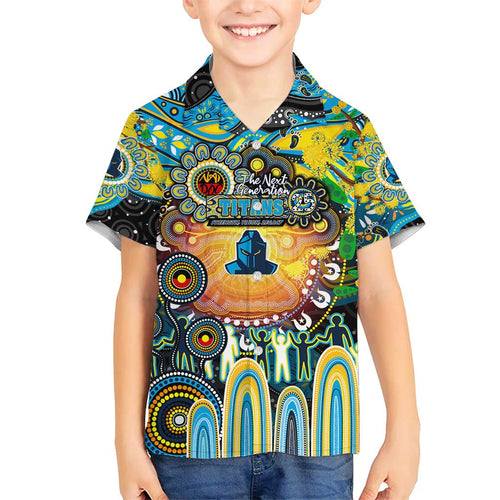 Personalised NAIDOC Week 2025 Titans Rugby Hawaiian Shirt Aboriginal Dot Painting
