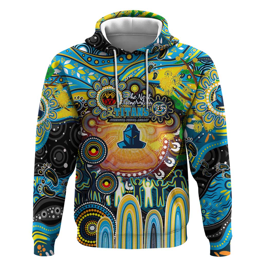 Personalised NAIDOC Week 2025 Titans Rugby Hoodie Aboriginal Dot Painting