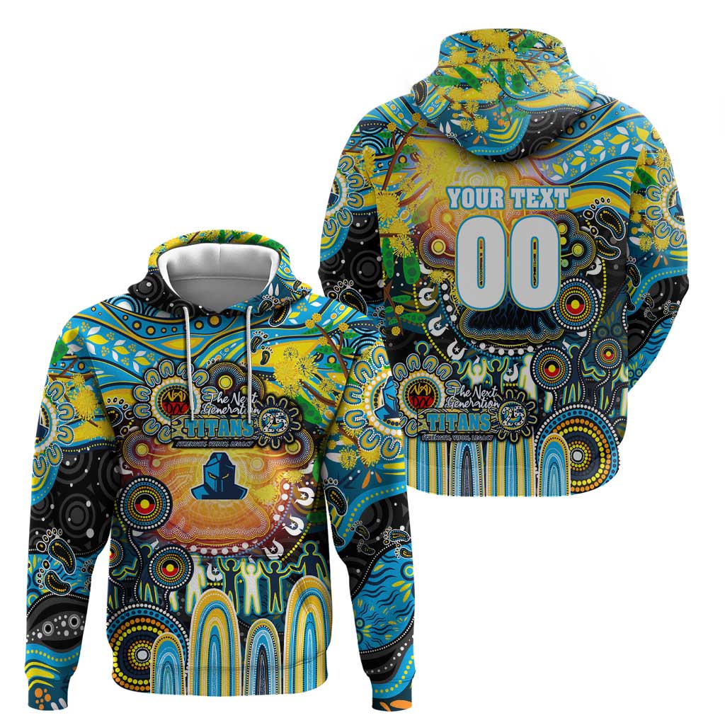 Personalised NAIDOC Week 2025 Titans Rugby Hoodie Aboriginal Dot Painting
