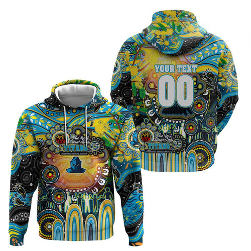 Personalised NAIDOC Week 2025 Titans Rugby Hoodie Aboriginal Dot Painting