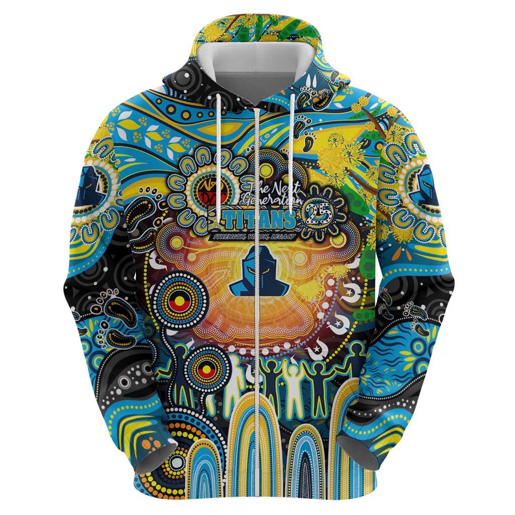 Personalised NAIDOC Week 2025 Titans Rugby Hoodie Aboriginal Dot Painting