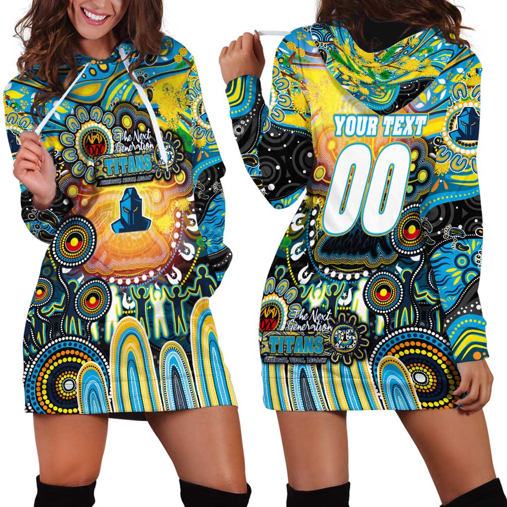 Personalised NAIDOC Week 2025 Titans Rugby Hoodie Dress Aboriginal Dot Painting