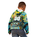 Personalised NAIDOC Week 2025 Titans Rugby Kid Hoodie Aboriginal Dot Painting