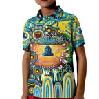 Personalised NAIDOC Week 2025 Titans Rugby Kid Polo Shirt Aboriginal Dot Painting