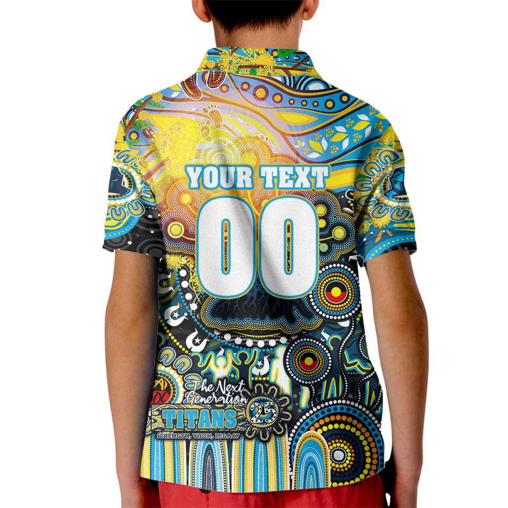 Personalised NAIDOC Week 2025 Titans Rugby Kid Polo Shirt Aboriginal Dot Painting