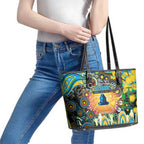NAIDOC Week 2025 Titans Rugby Leather Tote Bag Aboriginal Dot Painting