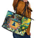 NAIDOC Week 2025 Titans Rugby Leather Tote Bag Aboriginal Dot Painting