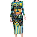Personalised NAIDOC Week 2025 Titans Rugby Long Sleeve Bodycon Dress Aboriginal Dot Painting