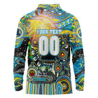 Personalised NAIDOC Week 2025 Titans Rugby Long Sleeve Polo Shirt Aboriginal Dot Painting
