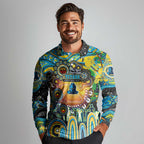 Personalised NAIDOC Week 2025 Titans Rugby Long Sleeve Polo Shirt Aboriginal Dot Painting