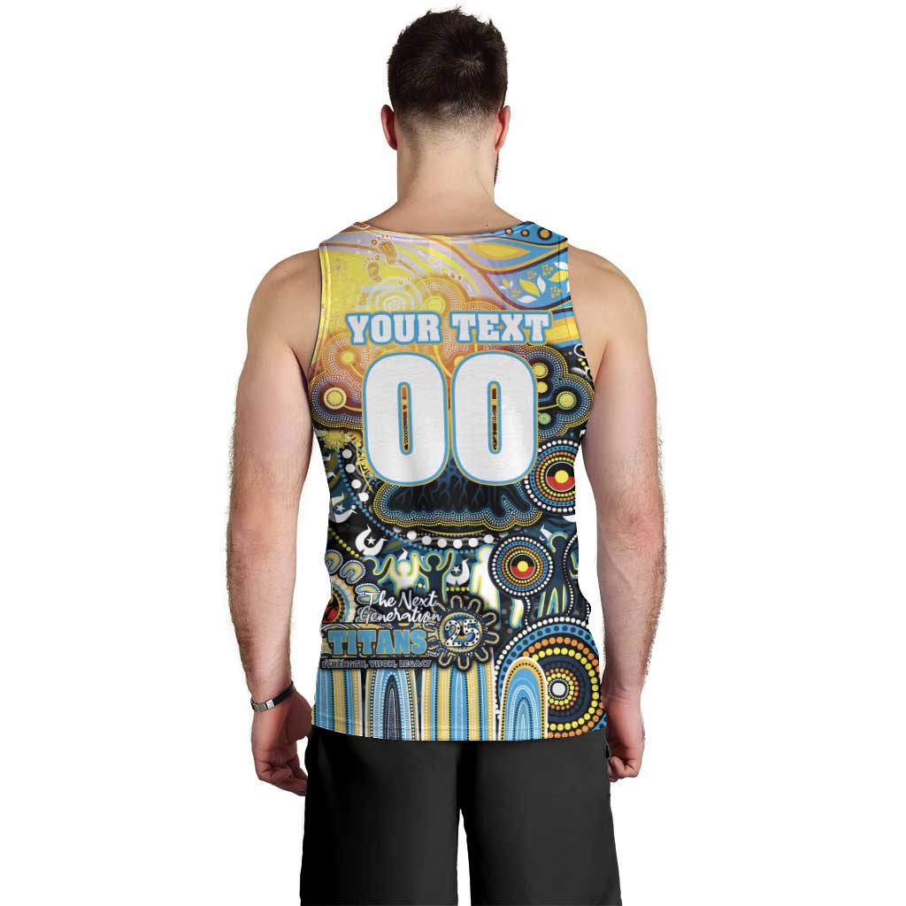 Personalised NAIDOC Week 2025 Titans Rugby Men Tank Top Aboriginal Dot Painting
