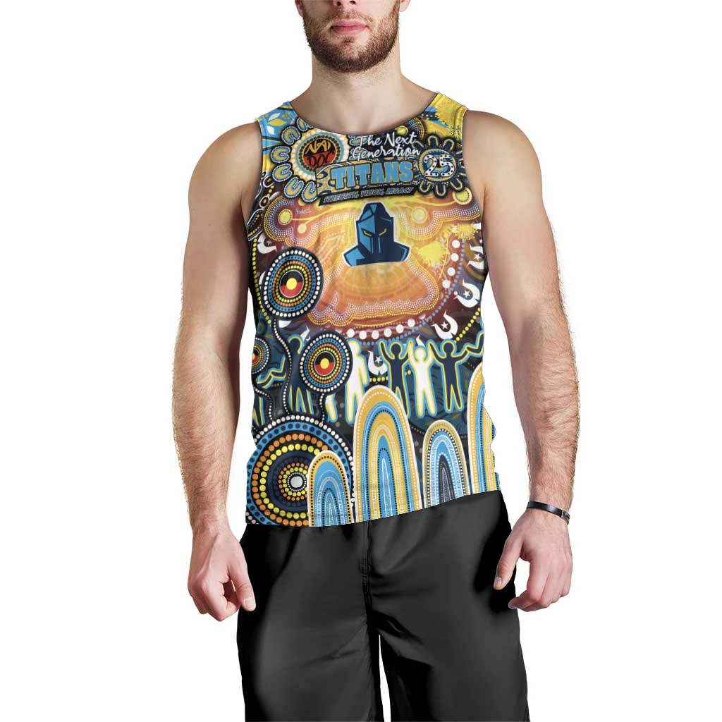 Personalised NAIDOC Week 2025 Titans Rugby Men Tank Top Aboriginal Dot Painting